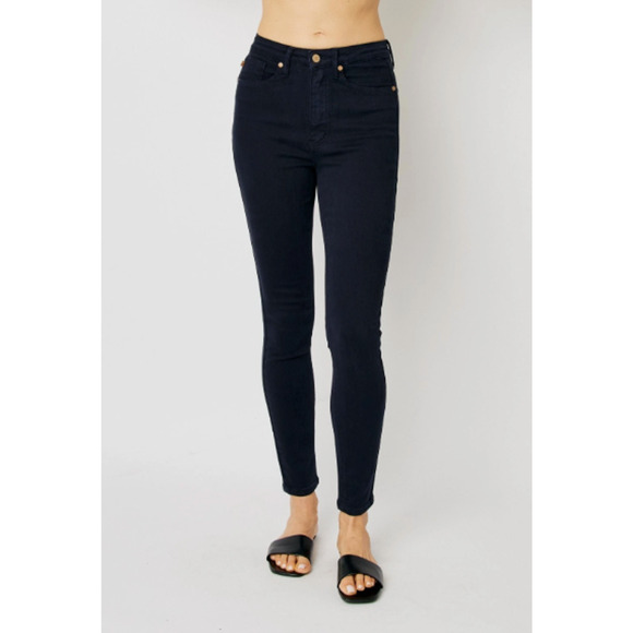 Judy Blue Denim - Judy Blue High Rise Tummy Control Garment Dyed Navy Skinny Denim Jeans 9/29